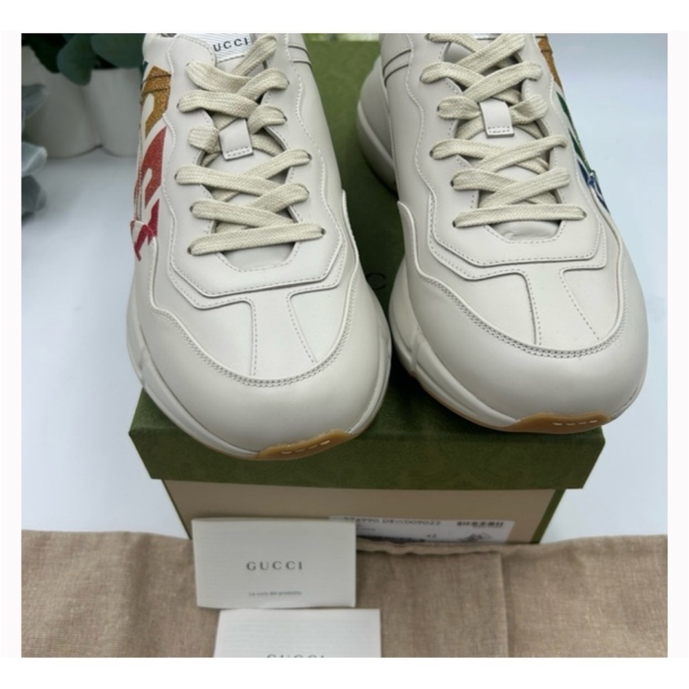 Gucci, leather Rython sneakers with colorful logo size 42 fits 11 US - Picture 5 of 8